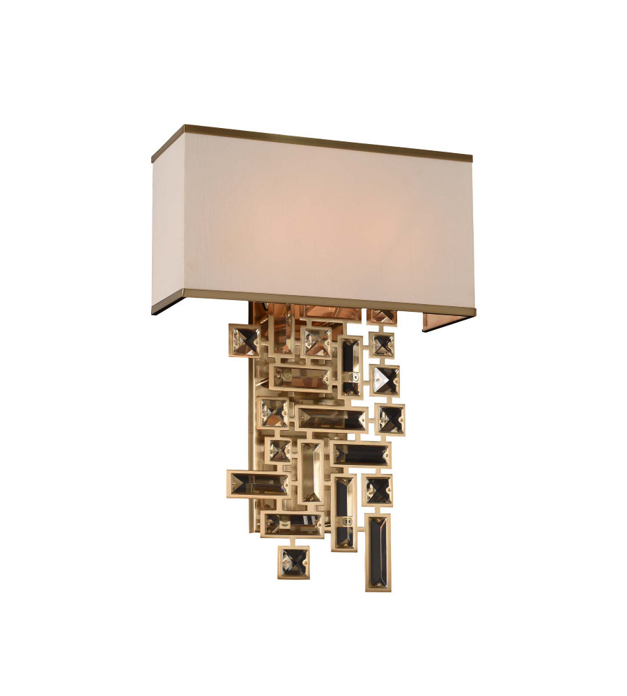 allegri 11190 vermeer 2 light wall bracket w off white shade in