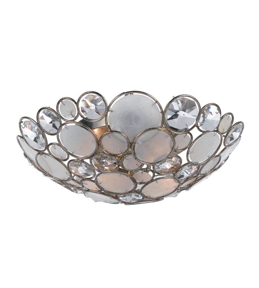 Crystorama 524 Sa Palla 3 Light Ceiling Mount In Antique Silver