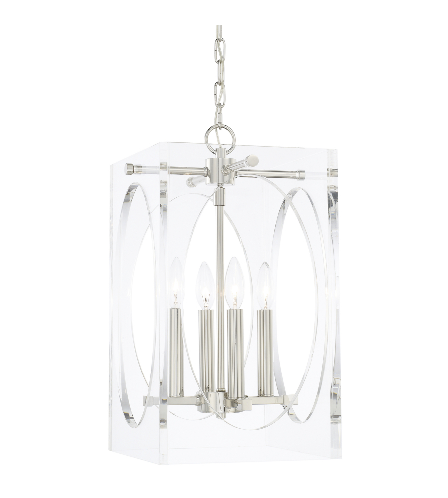 crystorama 8874 pn drake 4 light chandelier in polished nickel