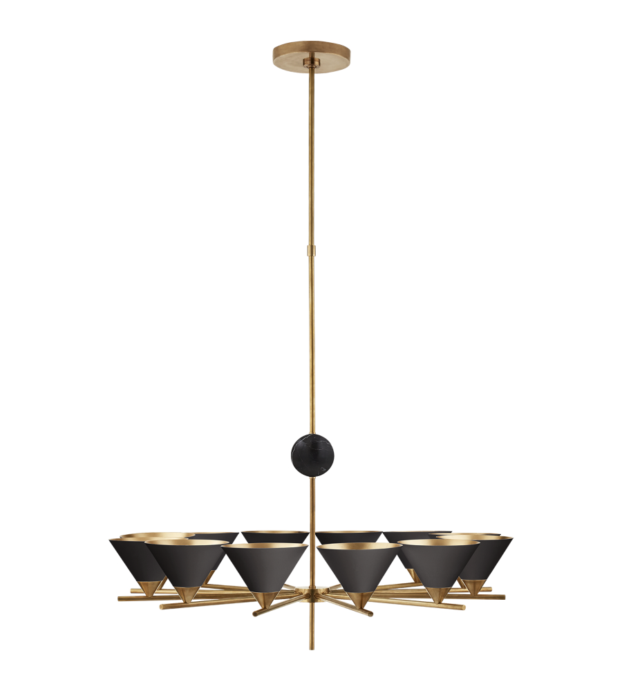 Visual Comfort Kw 5511ab Blk Kelly Wearstler Modern Cleo Large Visual Comfort Kw 5511ab Blk Kelly Wearstler Modern Cleo Large Chandelier In Antique Burnished Brass With Black Shades Foundrylighting Com
