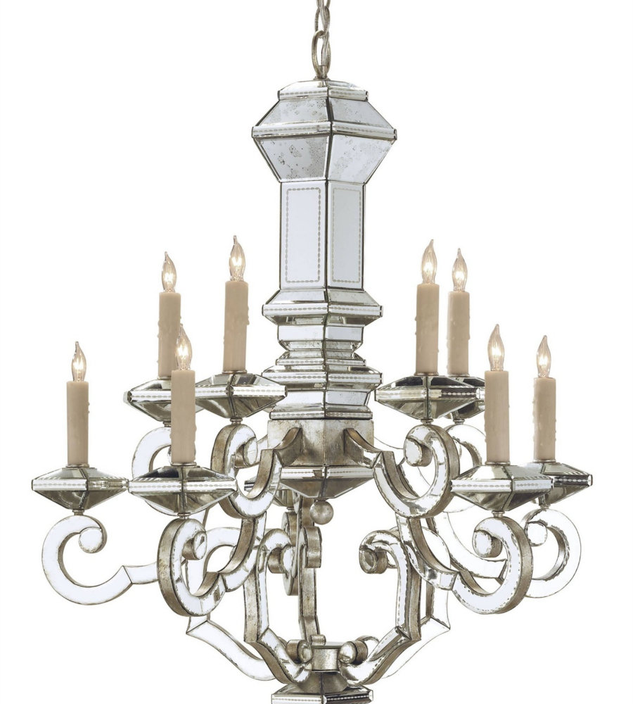 Currey Company 9219 Domani Chandelier In Harlow Silver Leaf Currey Company 9219 Domani Chandelier In Harlow Silver Leaf Antique Mirror