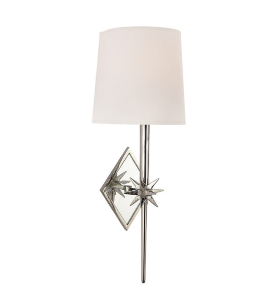 Visual Comfort S 2320PN-NP Ian K. Fowler Casual Etoile Sconce in Polished Nickel with Natural Paper Shield